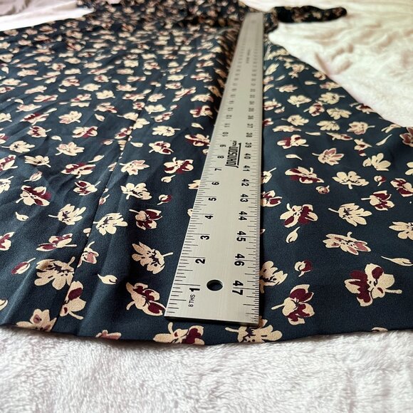 Sundance Womens Floral Print Silk Midi Dress Size 10 Black Red Short Sleeve Boho - Picture 11 of 13